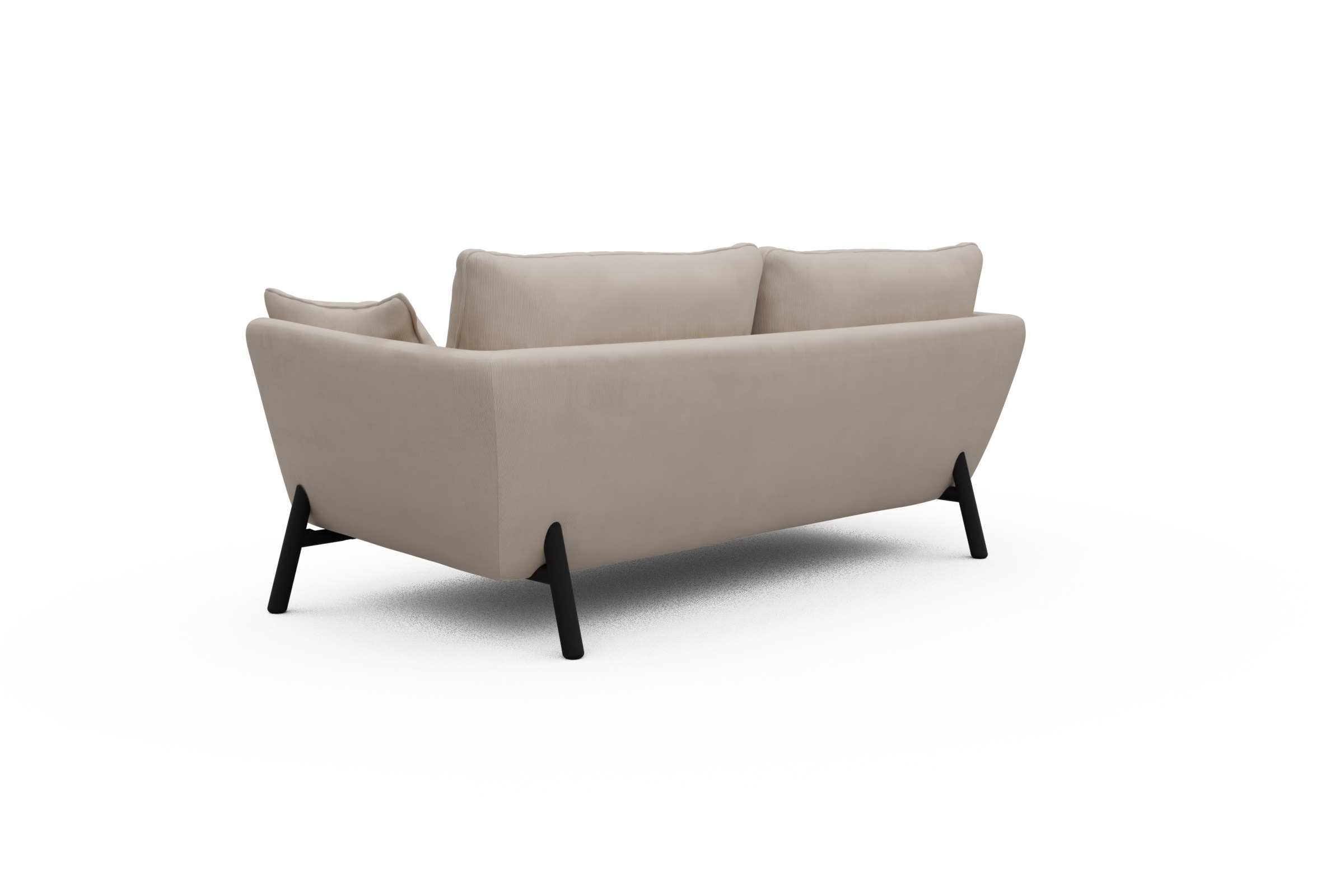 Sofa Emil 2-Sitzer Beinfarbe Eiche Schwarz Cordufine-Off-White