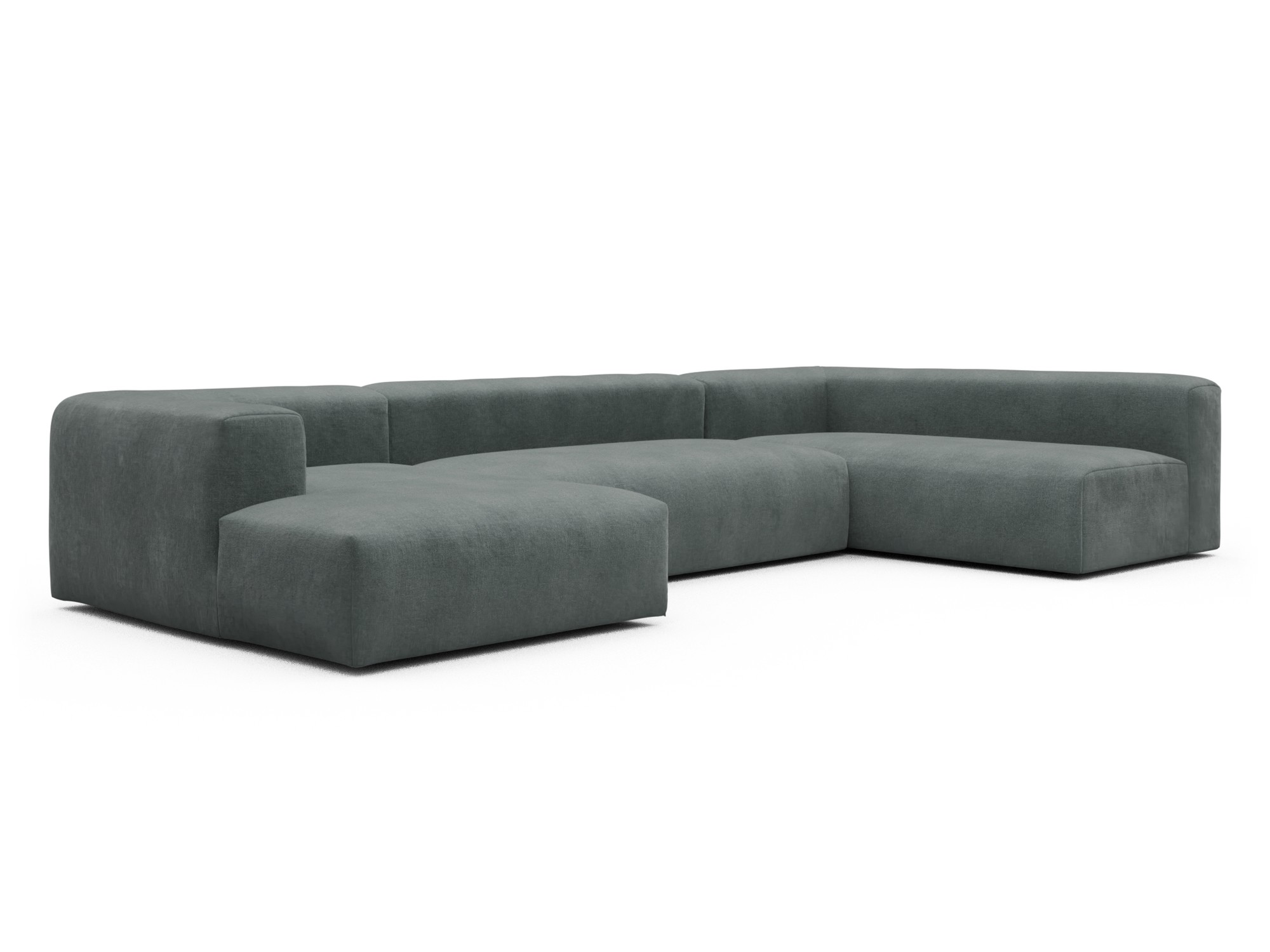 Skandi Home Wohnlandschaft Fred Chaiselongue links mit 2-Sitzer und lange Armlehne rechts Smooth-Silver-Grey moebelfaktor