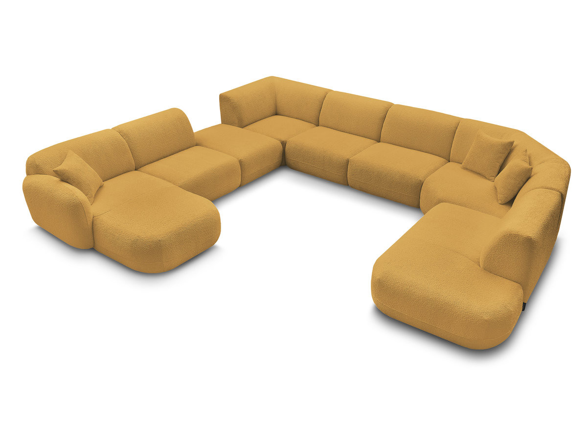 Bobochic Anda Wohnlandschaft mit Pouf 396 × 357 cm Chenille Gelb Ecke links