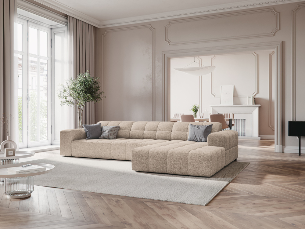 Cosmopolitan Design Ecksofa Chicago 4-Sitzer Chenille Haga Beige Rechts