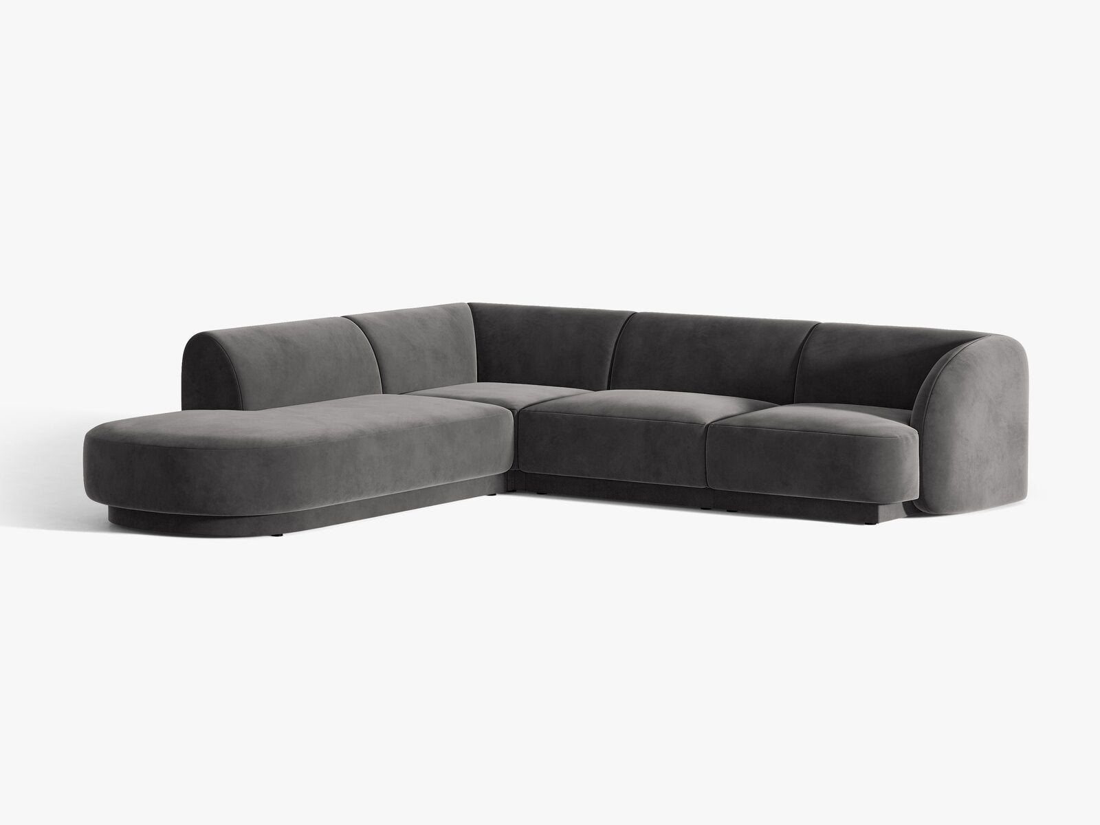 Micadoni Ecksofa Miley 6-Sitzer Links Samt Bluvel Grau