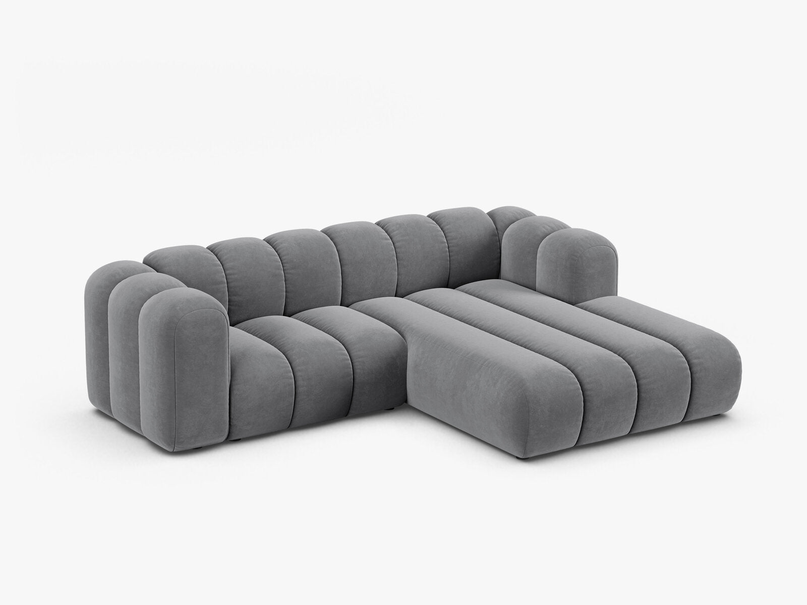 Micadoni Modulares Ecksofa Lupine 3-Sitzer Rechts Samt Salvador Grau