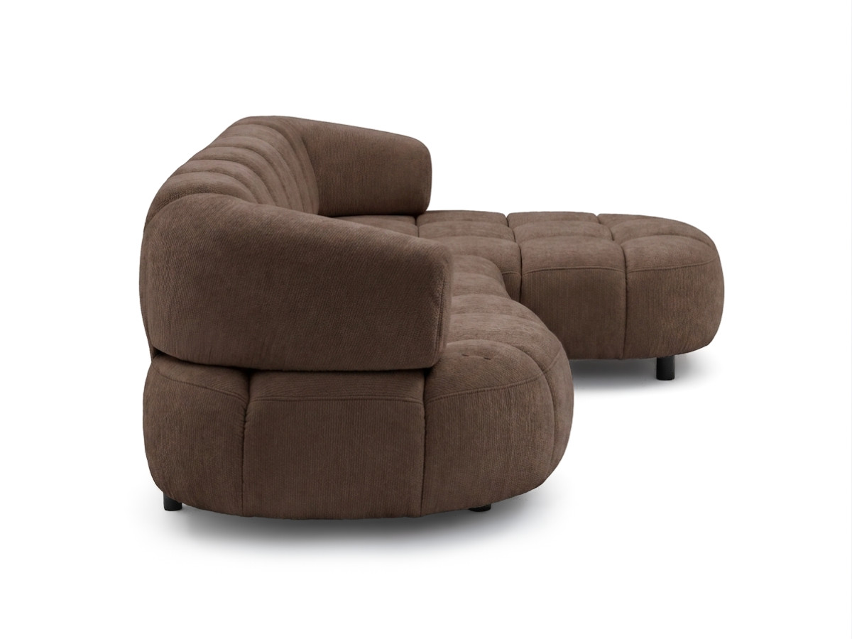 Bobochic Lovely Ecksofa mit Schlaffunktion Stoff Braun Ecke rechts