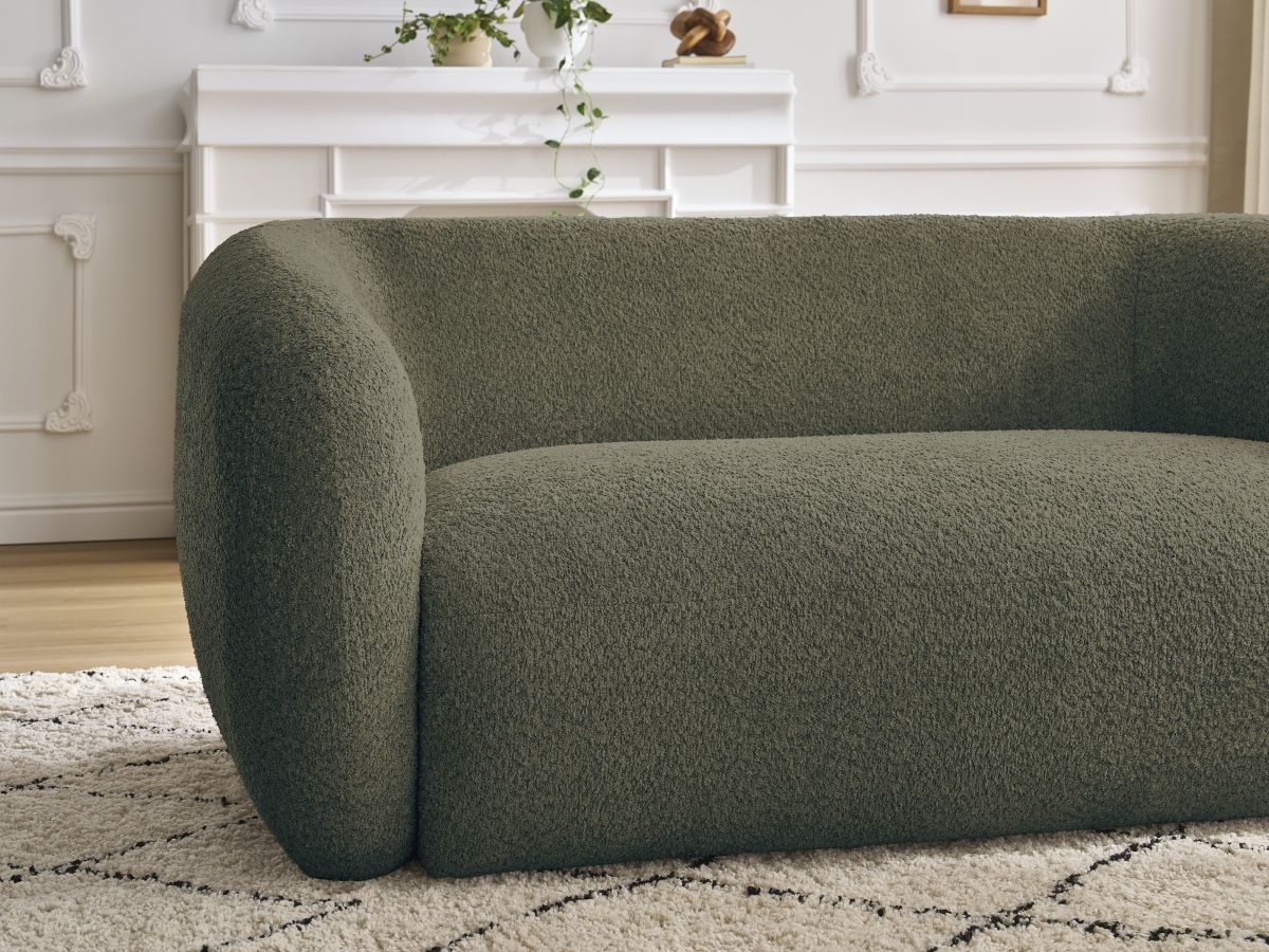 Bobochic Celine Sofa 2-Sitzer Bouclé-Stoff Grün