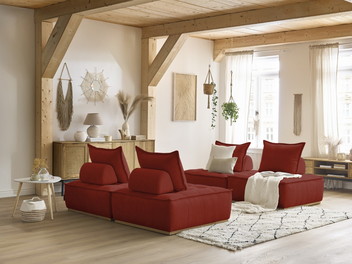 Bobochic Elisa Sofa 4-Sitzer Strukturstoff Orange