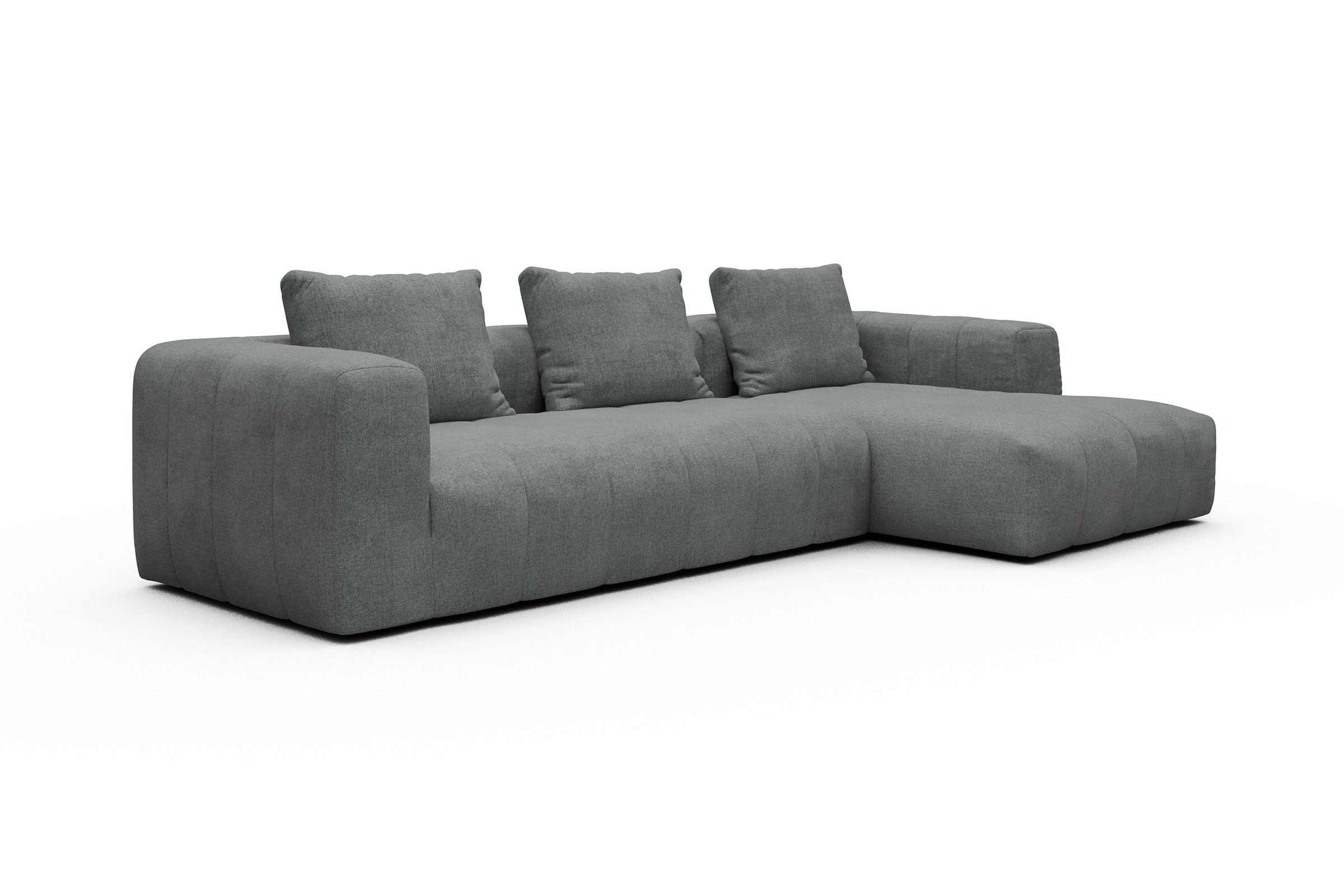 Ecksofa Hugo 2,5-Sitzer Armlehne links mit Chaiselongue Casone-Gravel-Grey