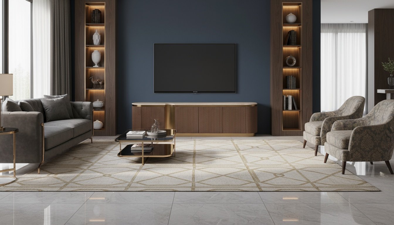 Livin Hill TV-Kommode Stilig Kunstmarmor Walnuss, Platte Hellbeige