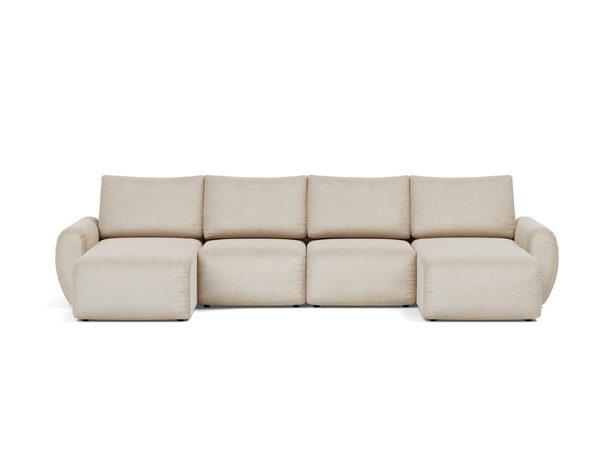 Schlafsofa Norum U-Form mit Curve-Armlehnen Flachgewebe Phobos 586-Latte