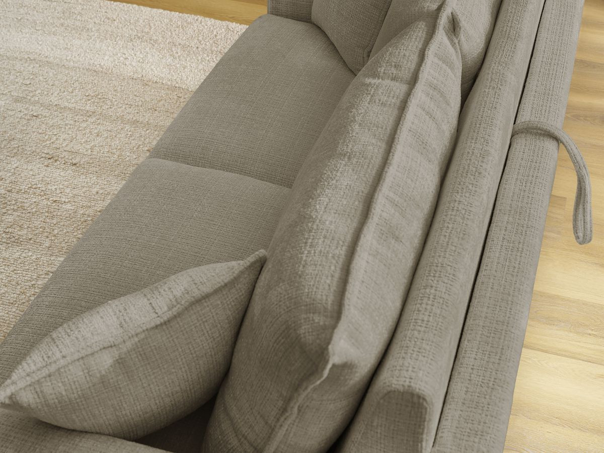 Bobochic Augustin Schlafsofa 3-Sitzer Strukturstoff Taupe, Liegefläche 140 × 200 cm