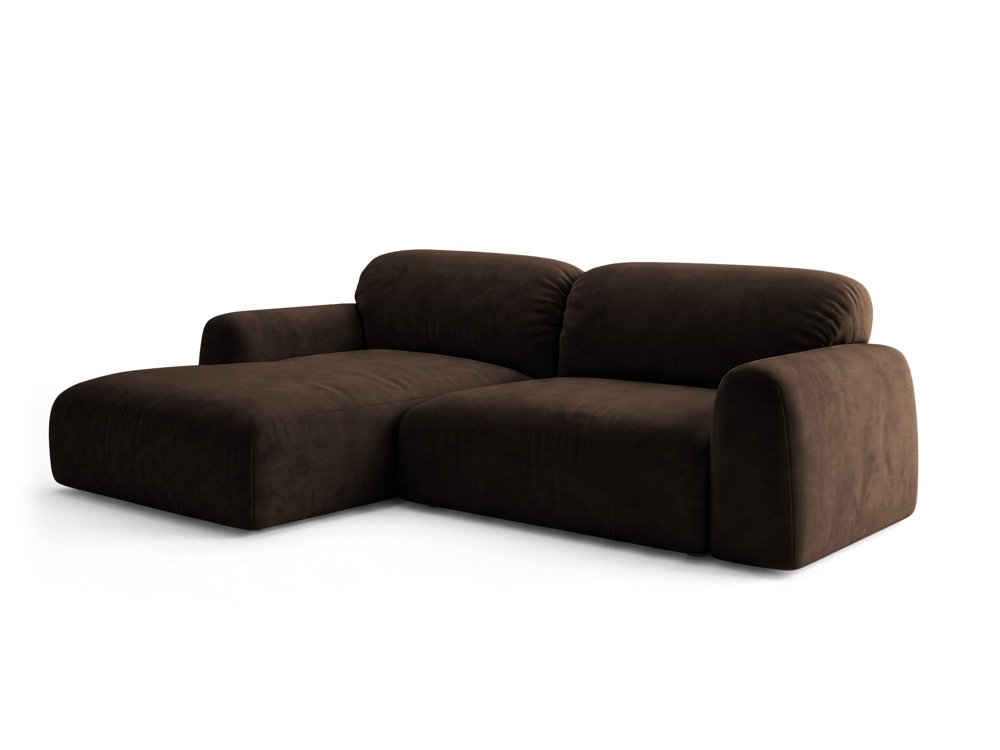 Cosmopolitan Design Ecksofa Milan 3-Sitzer Samt Bluvel Dunkelbraun Links
