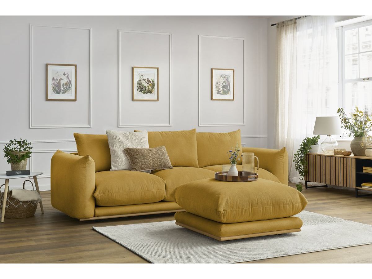 Bobochic Ernest Sofa 4-Sitzer mit Pouf Stoff Gelb