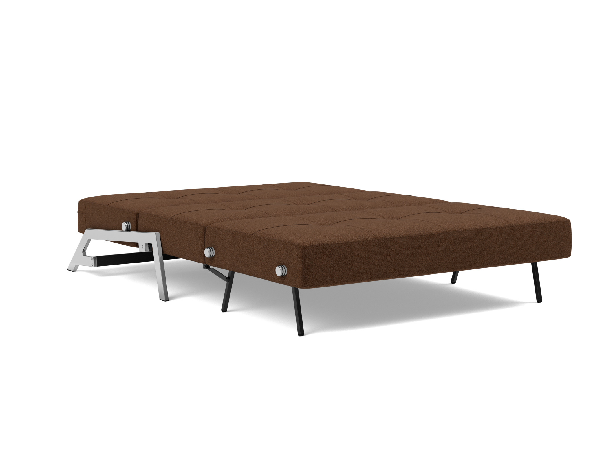 Schlafsofa Cubed 140 Strukturierter Stoff Taura 359-Cappuccino Beine Chrom