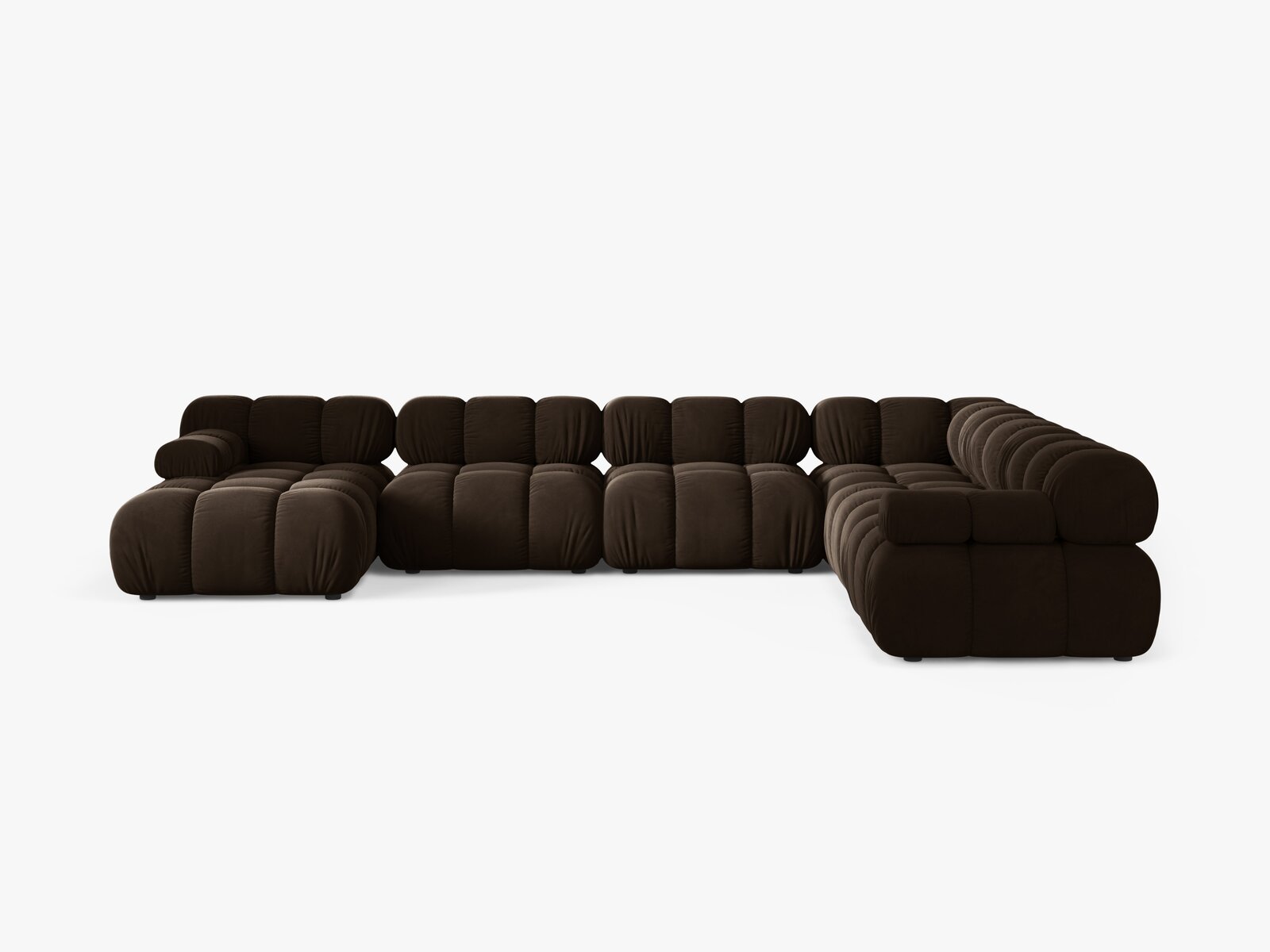 Micadoni Modulares Panorama Ecksofa Bellis 8-Sitzer Rechts Samt Bluvel Dunkelbraun