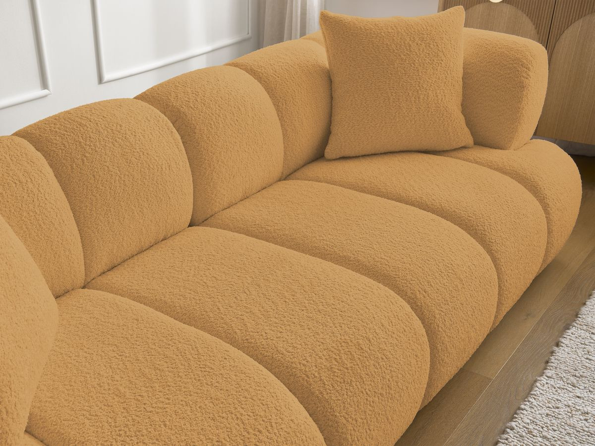 Bobochic Pamira Sofa 3-Sitzer mit Pouf Bouclé-Stoff Gelb