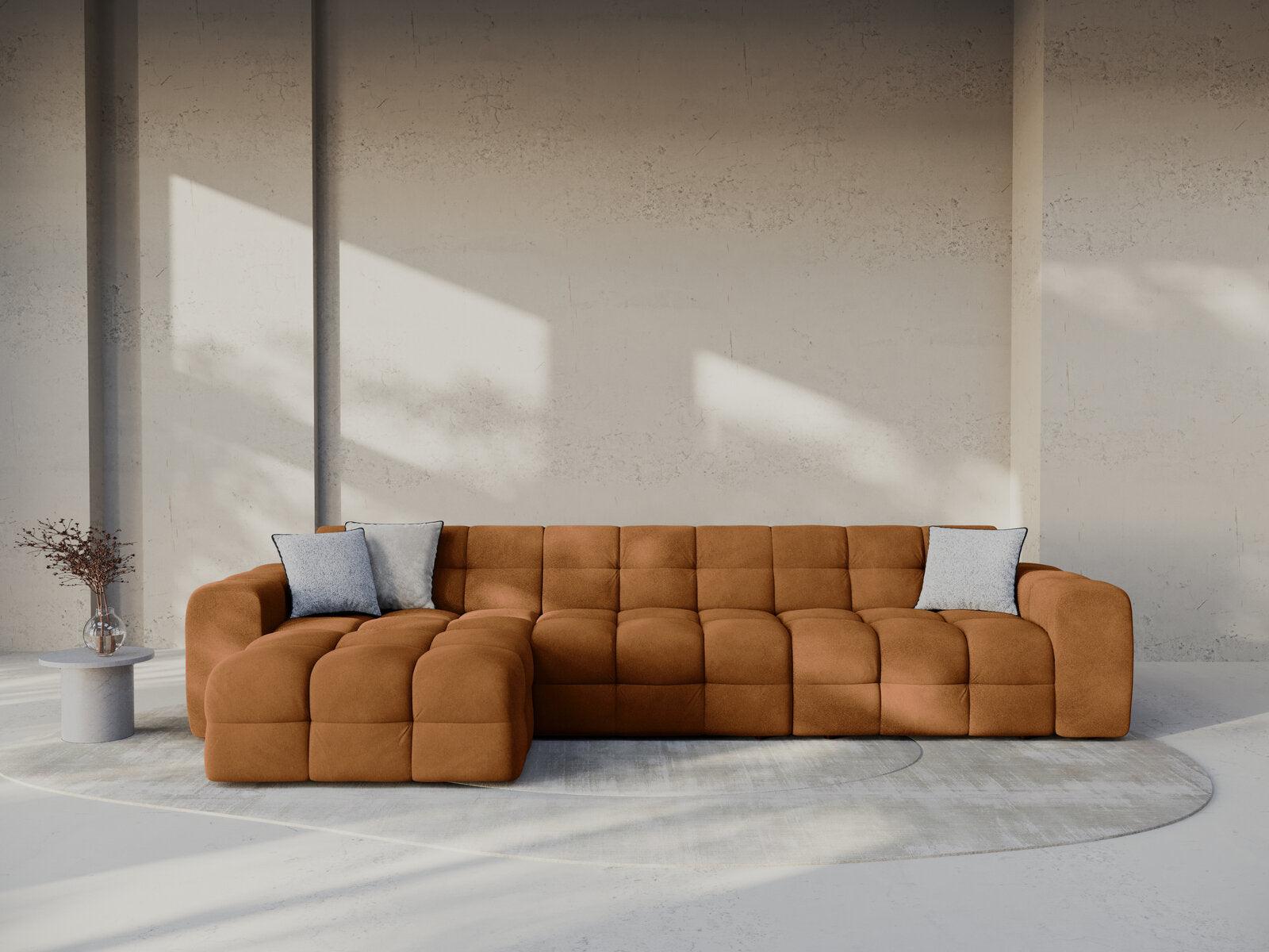 Micadoni Ecksofa Kendal 5-Sitzer Links Samt Kamel
