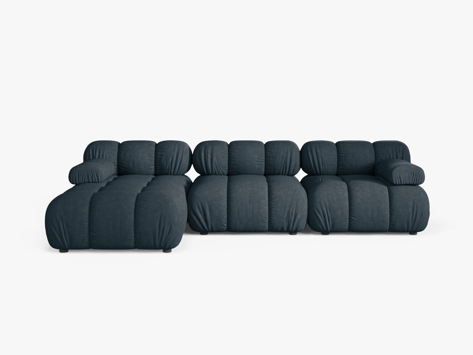 Micadoni Modulares Ecksofa Bellis 4-Sitzer Links Strukturierter Stoff Liberty Dunkel Petrol