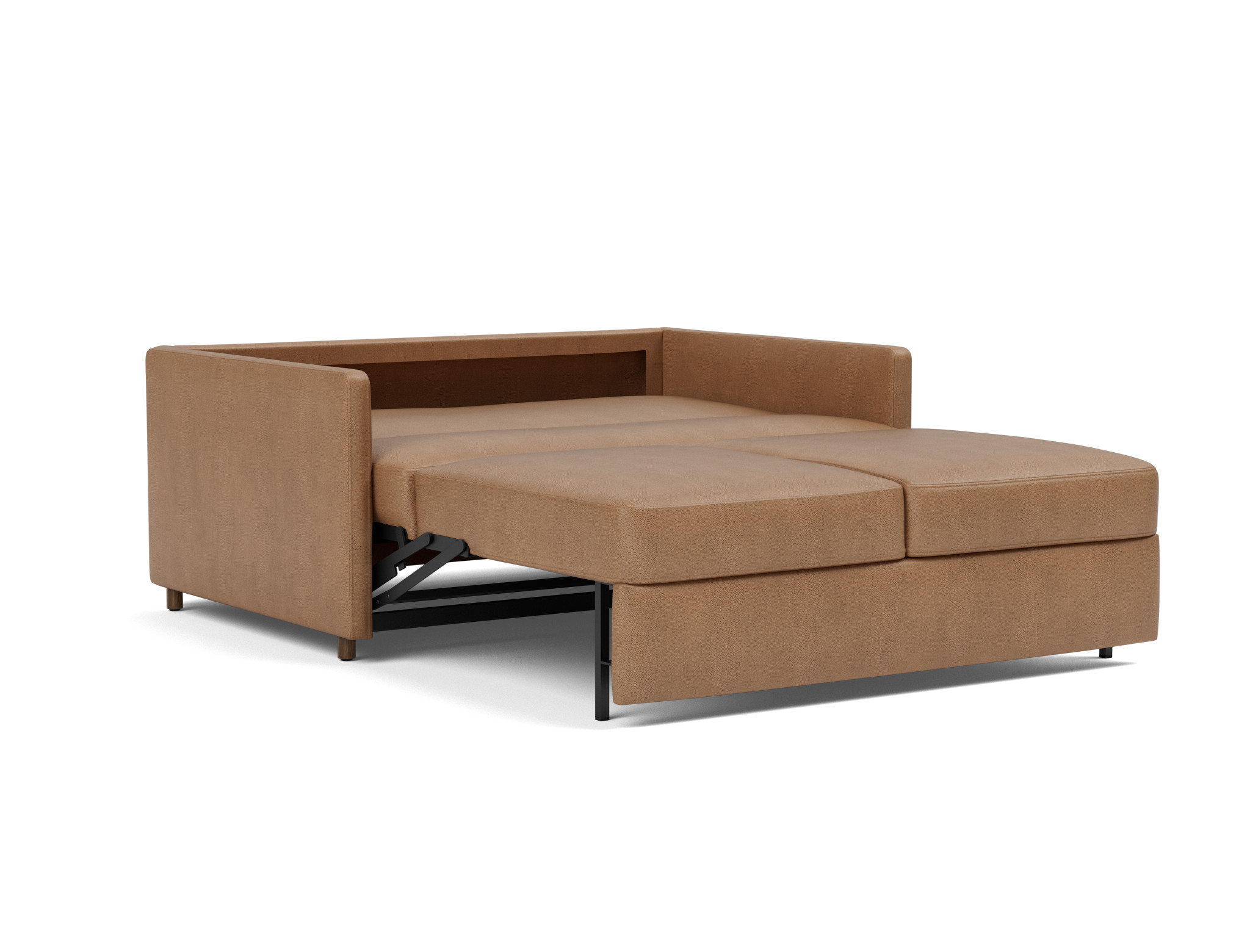 Schlafsofa Neah mit Slim-Armlehnen 140 Lederoptik Faunal 551-Brown