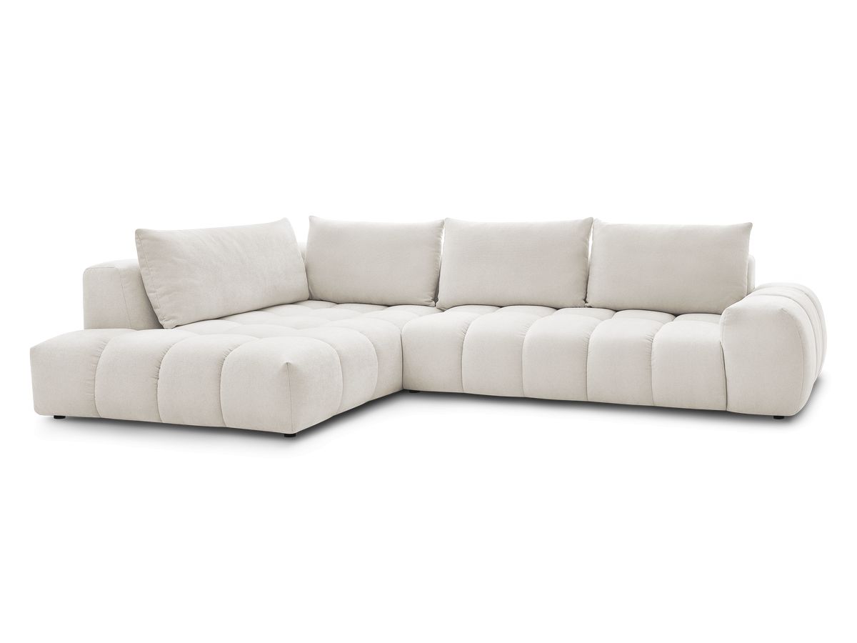 Bobochic Everest Ecksofa, 4 Kissen Strukturstoff Weiß Ecke links