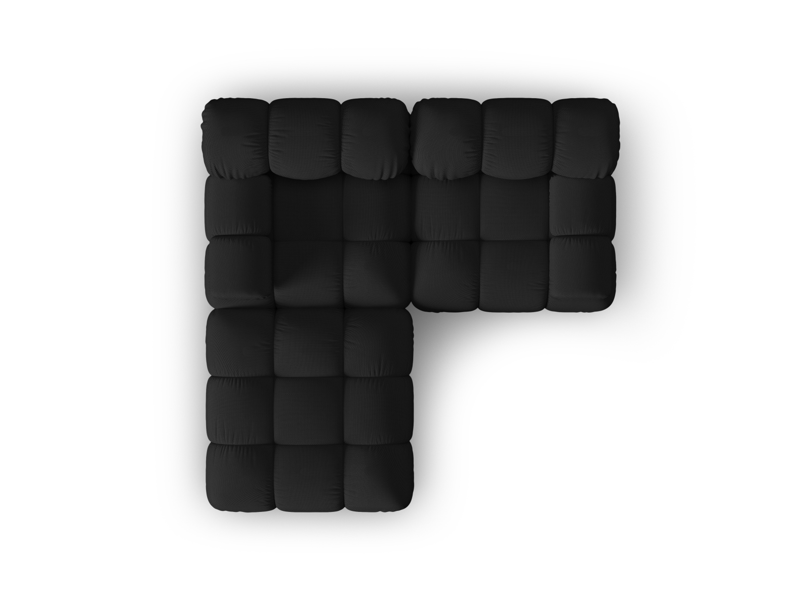 Micadoni Modulares Sofa Bellis 3-Sitzer mit flachem Modul 3D-Stoff Sonic Schwarz
