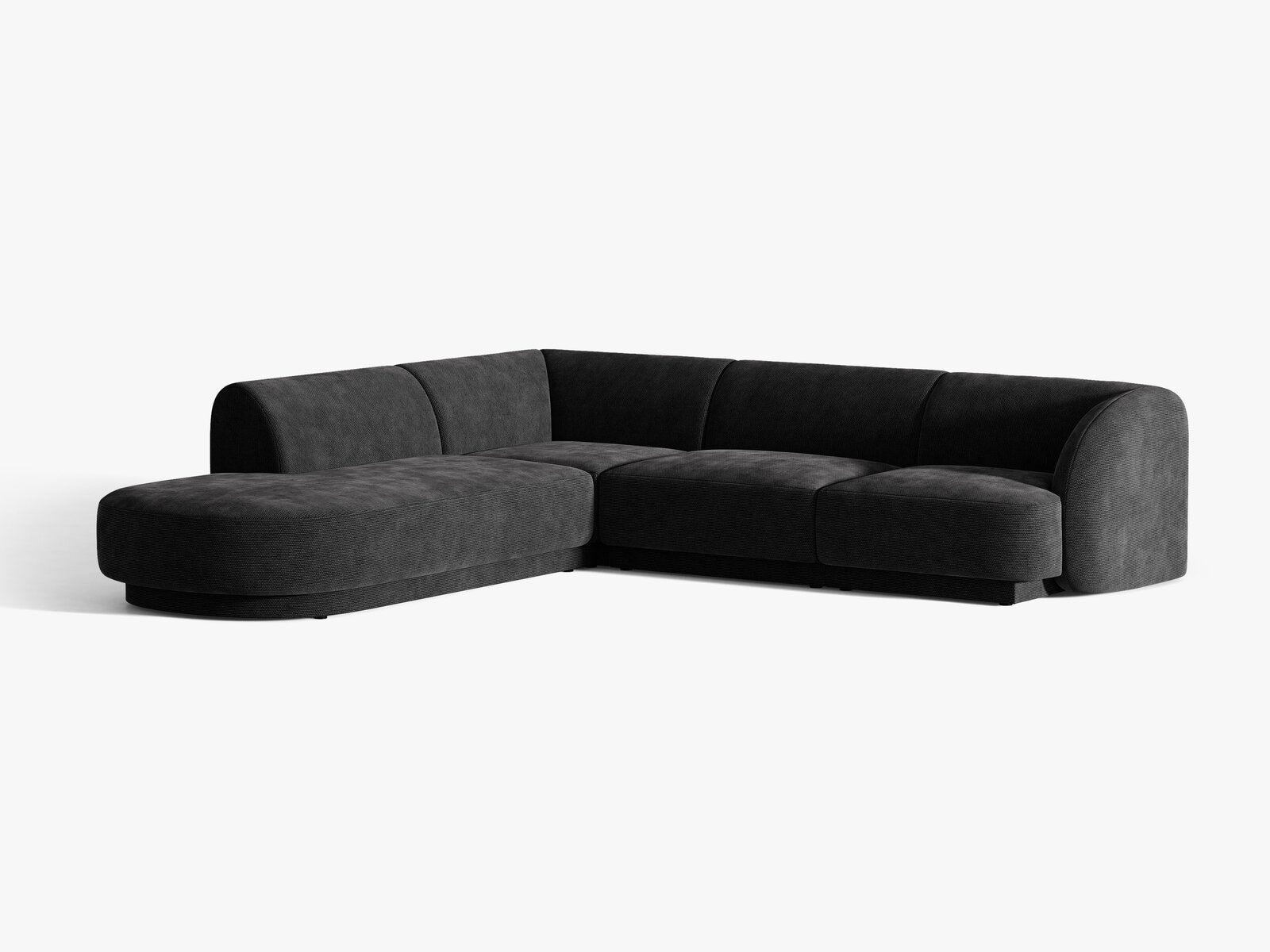Micadoni Ecksofa Miley 6-Sitzer Links Chenille Haga Schwarz