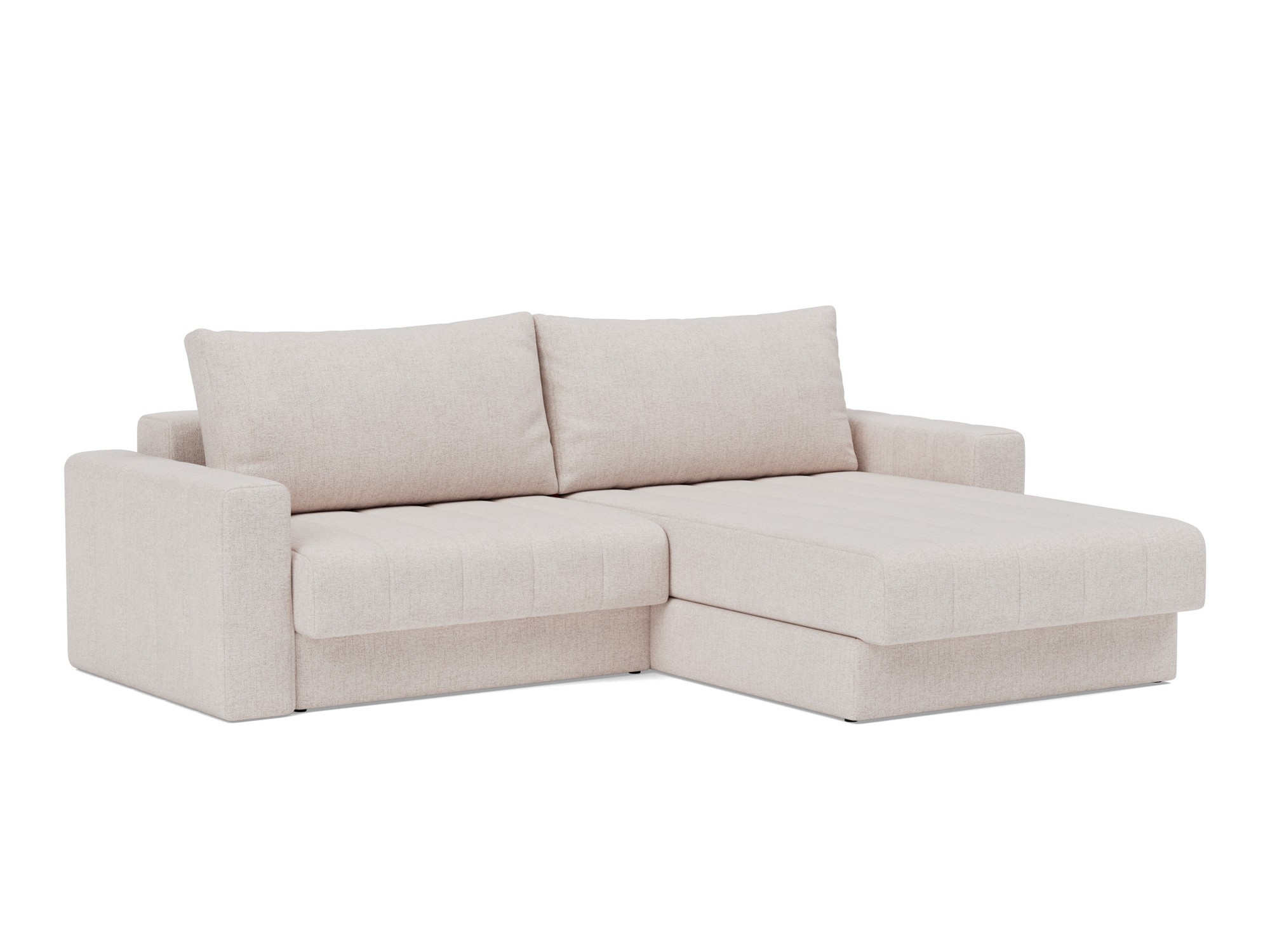 Schlafsofa Akello mit Chaiselongue und Armlehnen Strukturierter Stoff Weda 300-Weda-Sand