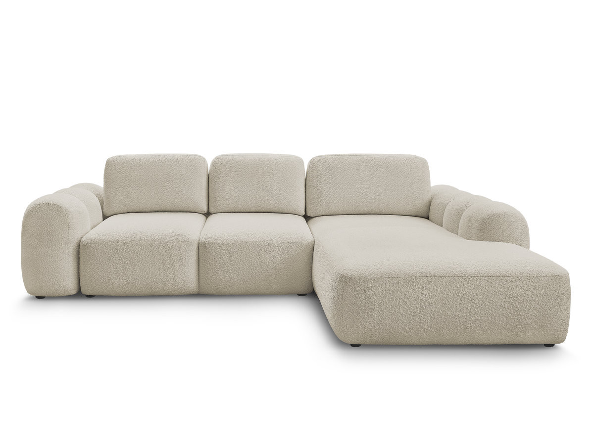 Bobochic Montaigne Ecksofa mit Schlaffunktion und Bettkasten 288 × 196 cm Bouclé-Stoff Beige Ecke rechts