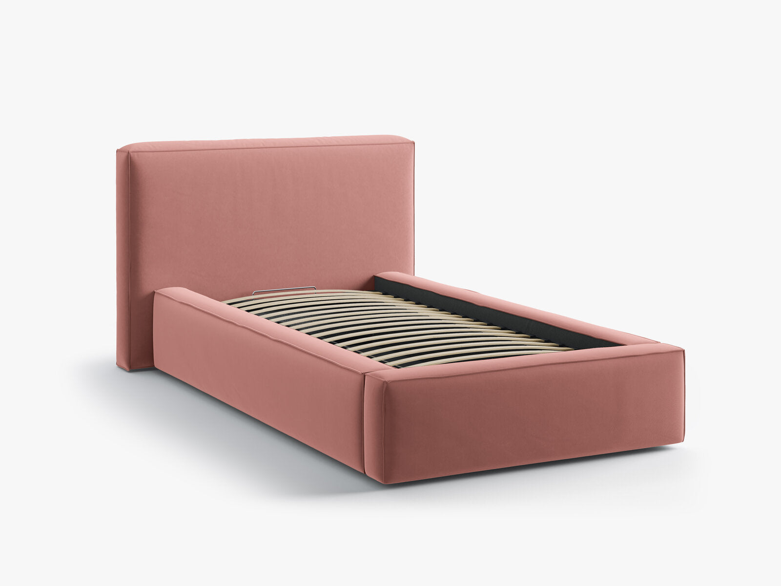 Micadoni Single Polsterbett mit Stauraum Jodie Samt Bluvel Rosa 90x200