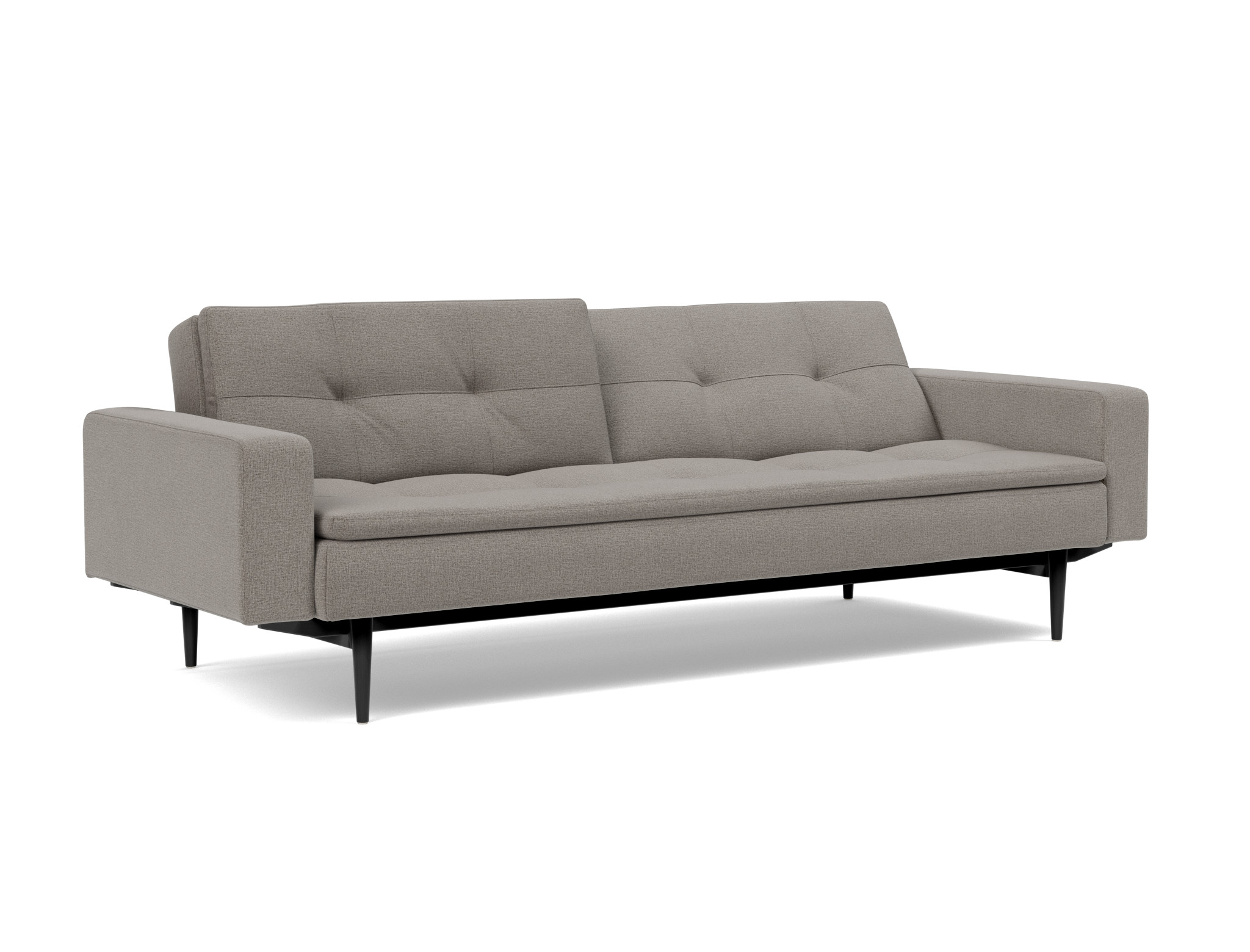 Schlafsofa Dublexo mit Armlehnen Flachgewebe Mixed Dance 521-Grey Beine Styletto Eiche schwarz