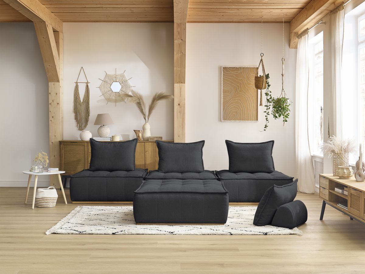 Bobochic Elisa Sofa 4-Sitzer Strukturstoff Dunkelgrau