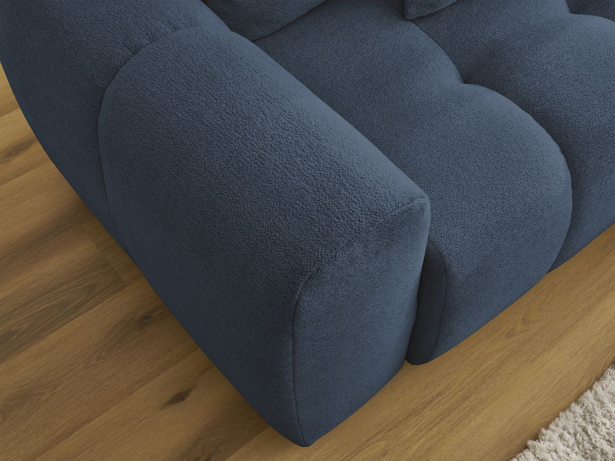 Bobochic Roxelane Ecksofa mit Schlaffunktion und Bettkasten 258 × 150 cm Melange-Stoff Dunkelblau Ecke rechts