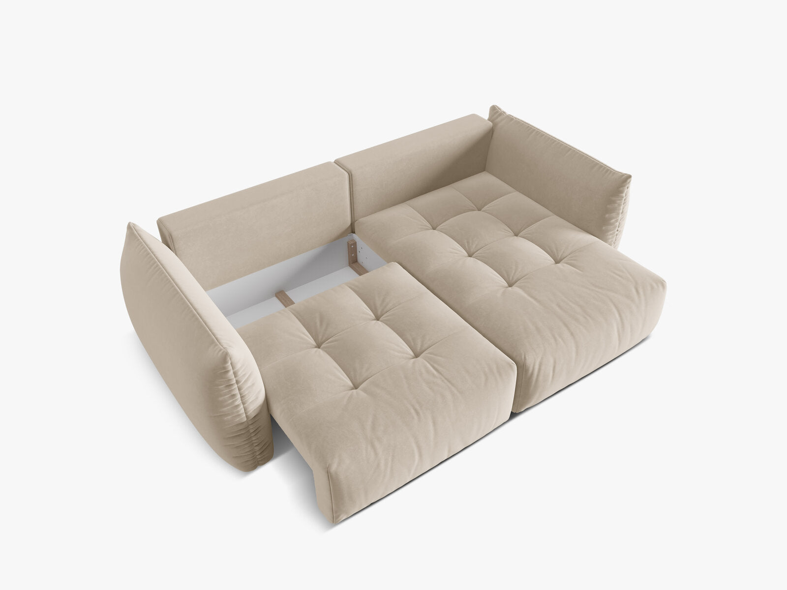 Micadoni Bloom Ecksofa 3-Sitzer mit Schlaffunktion Rechts Samt Casino Sand