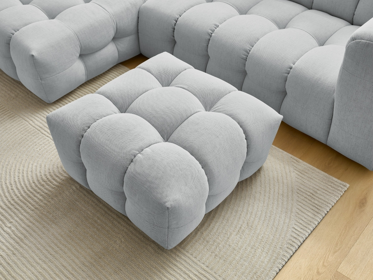 Bobochic Cloud Ecksofa mit Pouf 288 × 184 cm Stoff Hellgrau Ecke links