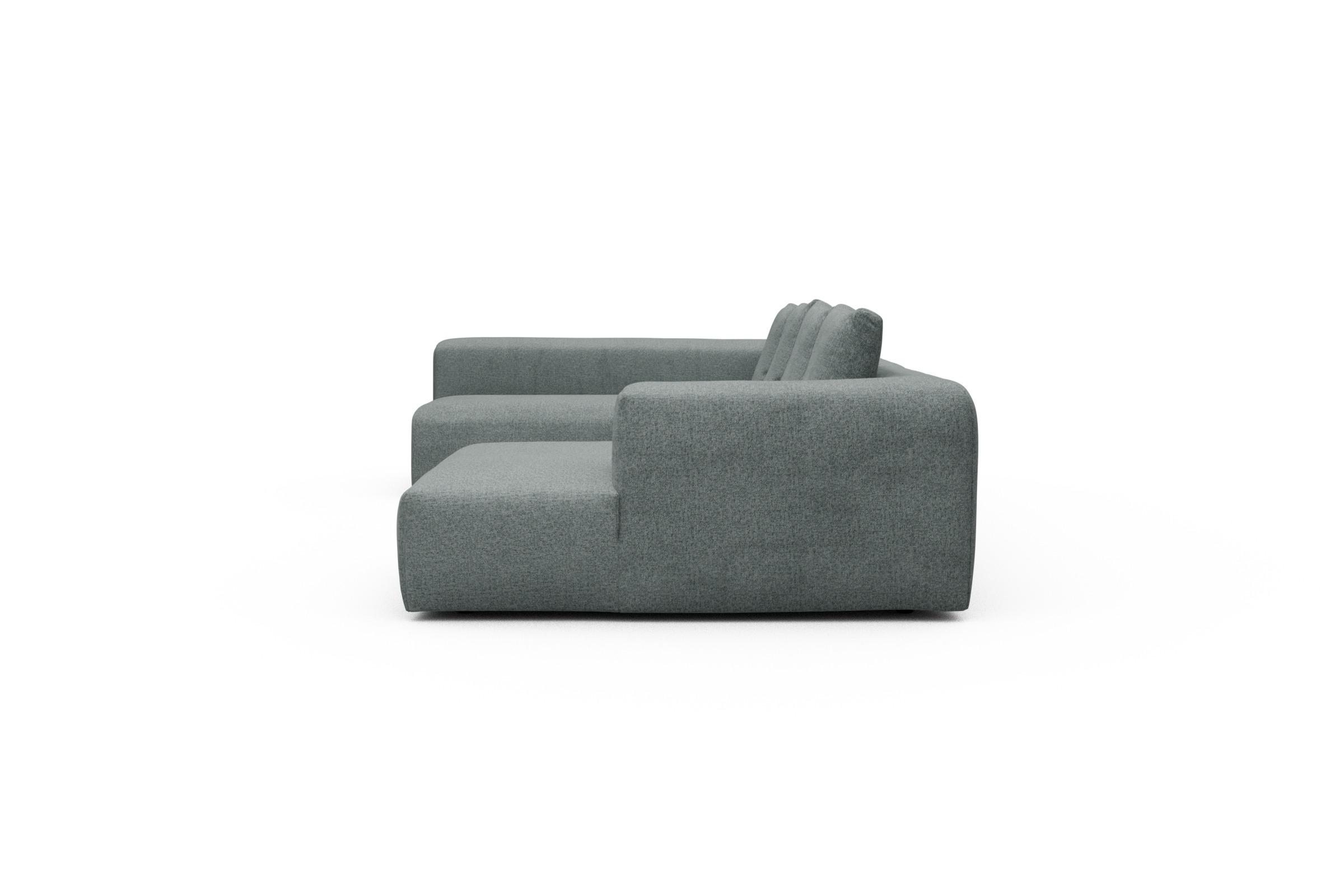 Wohnlandschaft Fred Chaiselongue rechts mit 2-Sitzer und lange Armlehne links Casone-Light-Mixed-Green