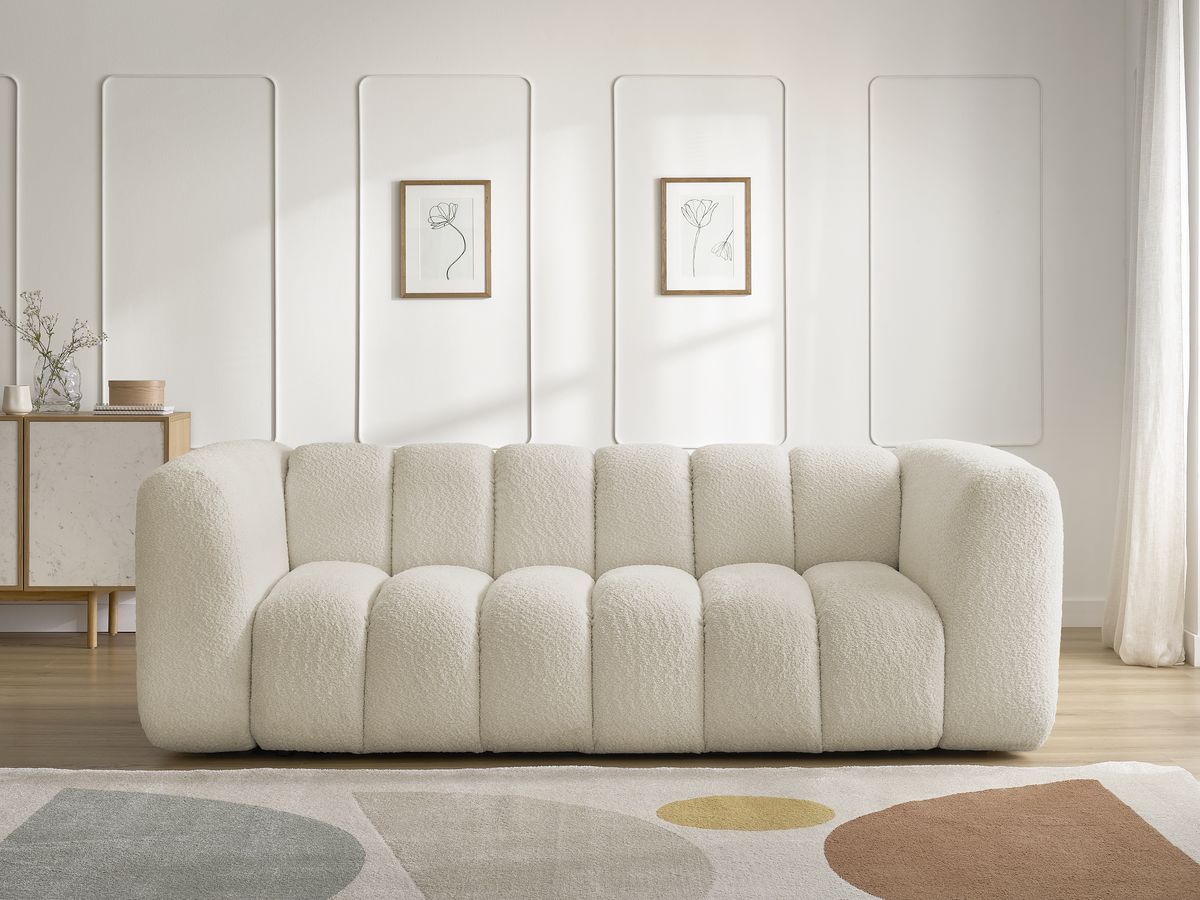 Bobochic Talia Sofa 3-Sitzer Bouclé-Stoff Beige
