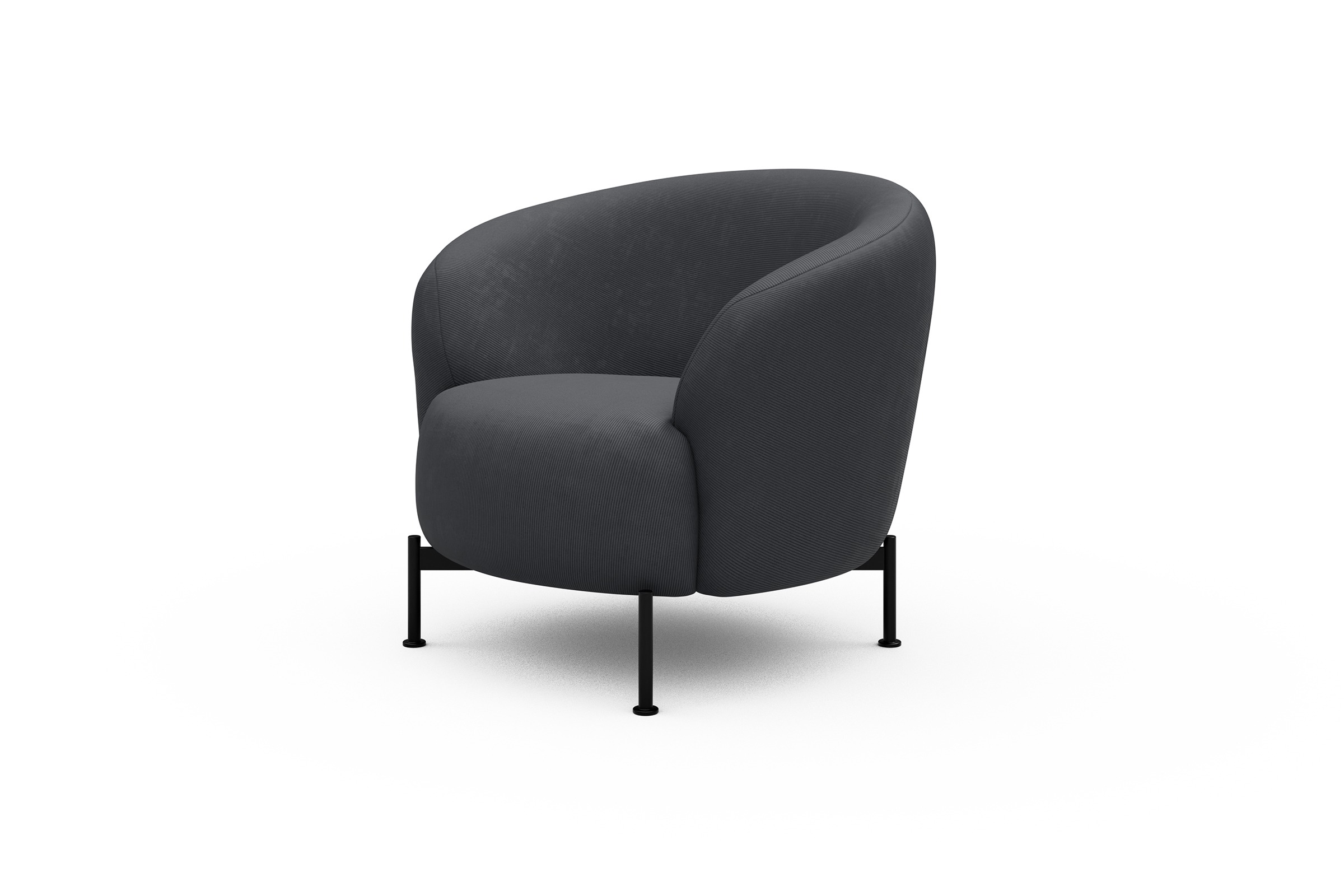Sessel Ronda X-Metallgestell Schwarz Cordufine-Slate-Grey
