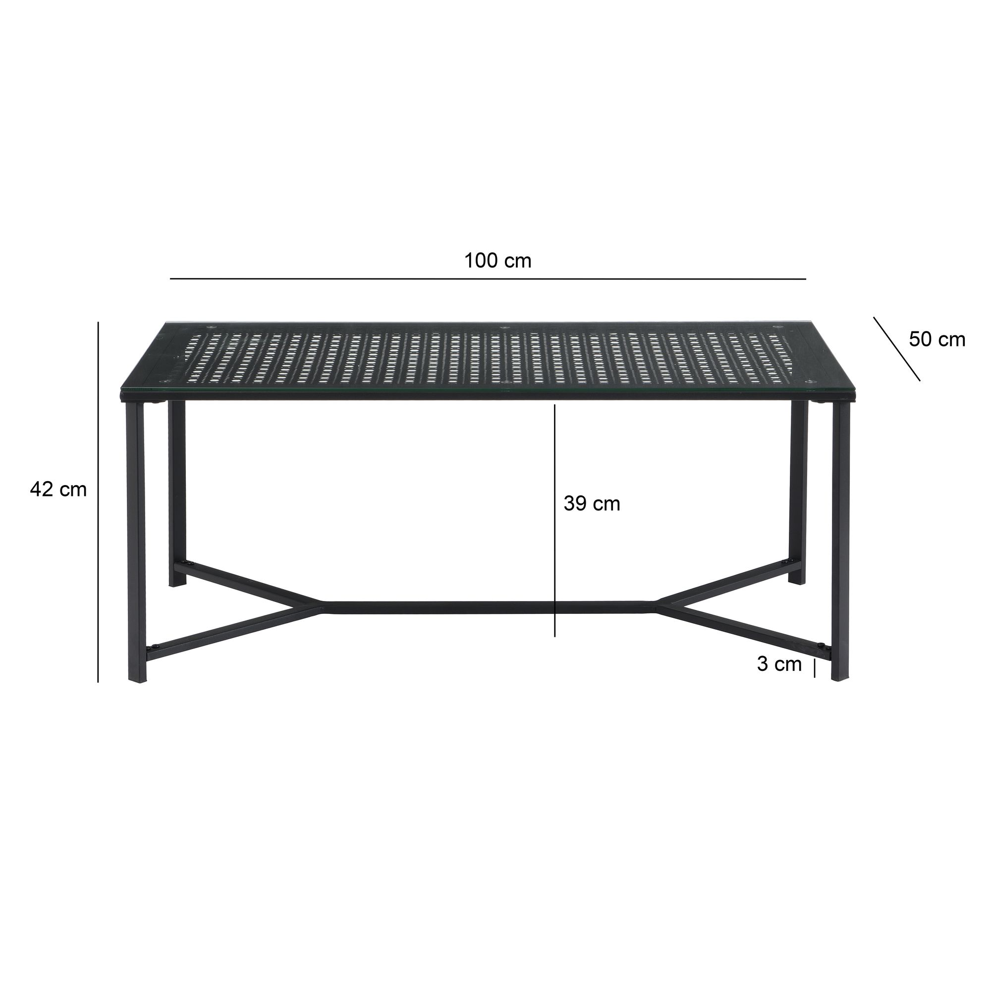 Couchtisch Isfjord Glas Schwarz 100 × 50 × 42 cm