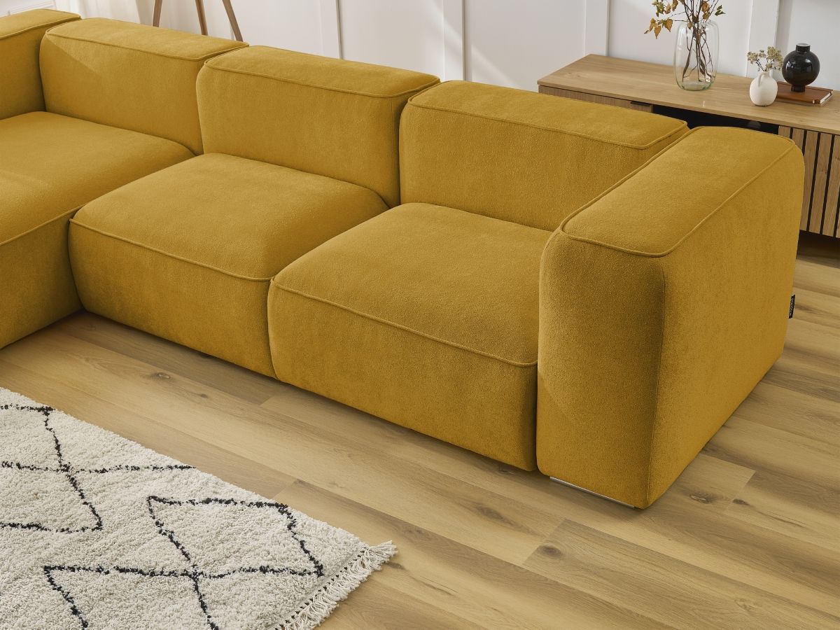 Bobochic Zephyr Ecksofa 349 × 165 cm Strukturstoff Gelb Ecke links
