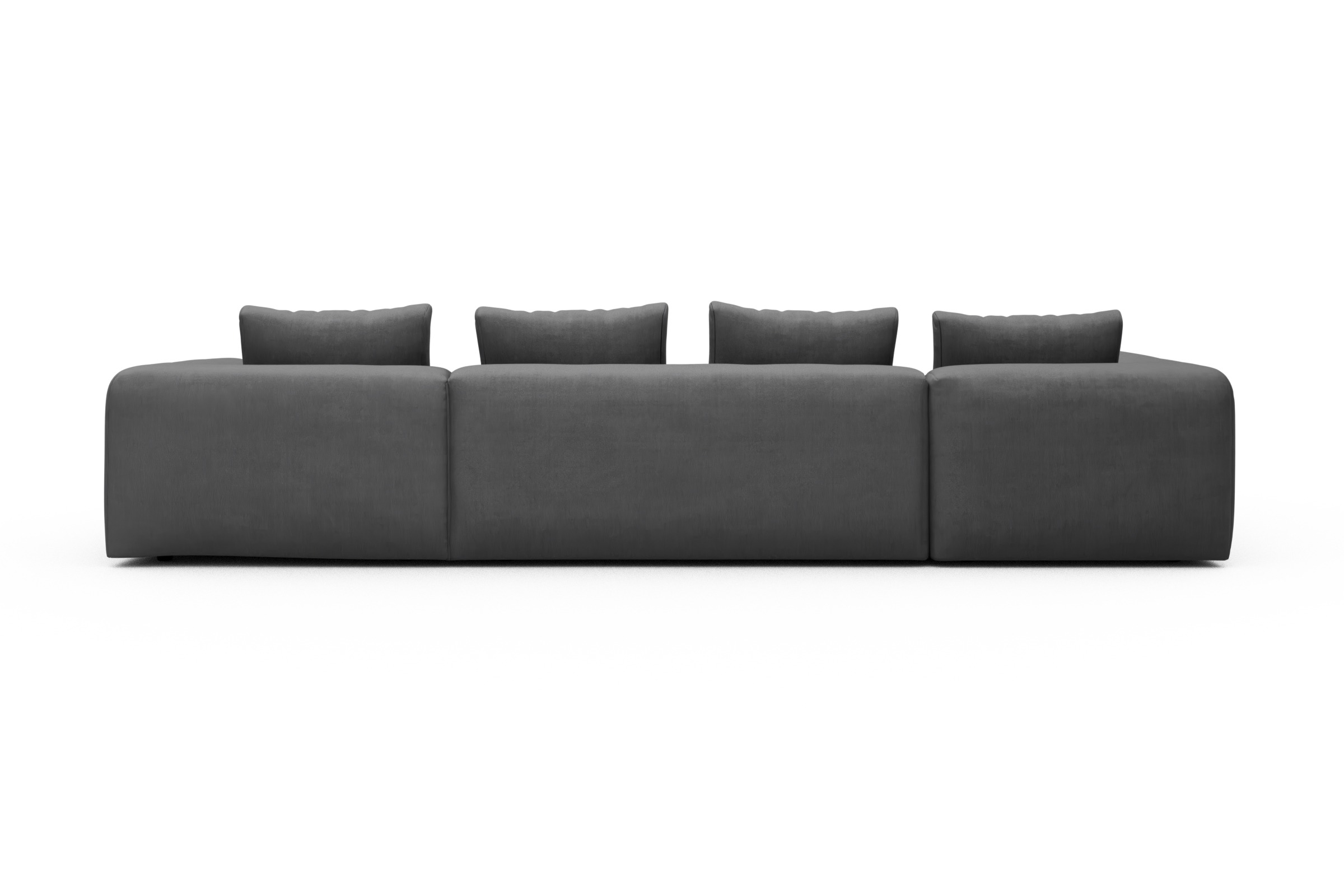Wohnlandschaft Fred Chaiselongue rechts mit 2-Sitzer und lange Armlehne links Cordufine-Grey