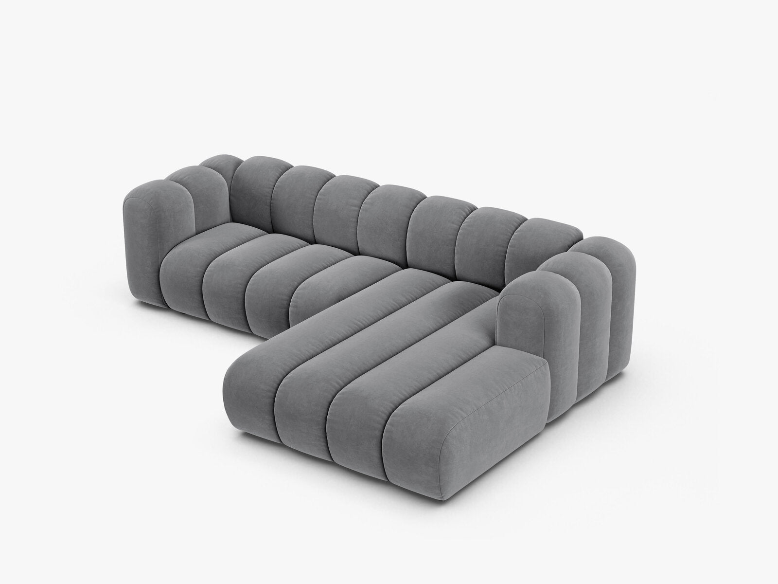 Micadoni Modulares Ecksofa Lupine 4-Sitzer mittelgroß Rechts Samt Salvador Grau
