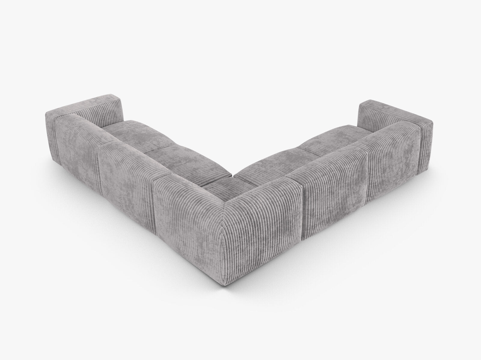 Micadoni modulares symmetrisches Ecksofa XL Martina 5-Sitzer 90cm Sitztiefe Kord Tilia Hellgrau