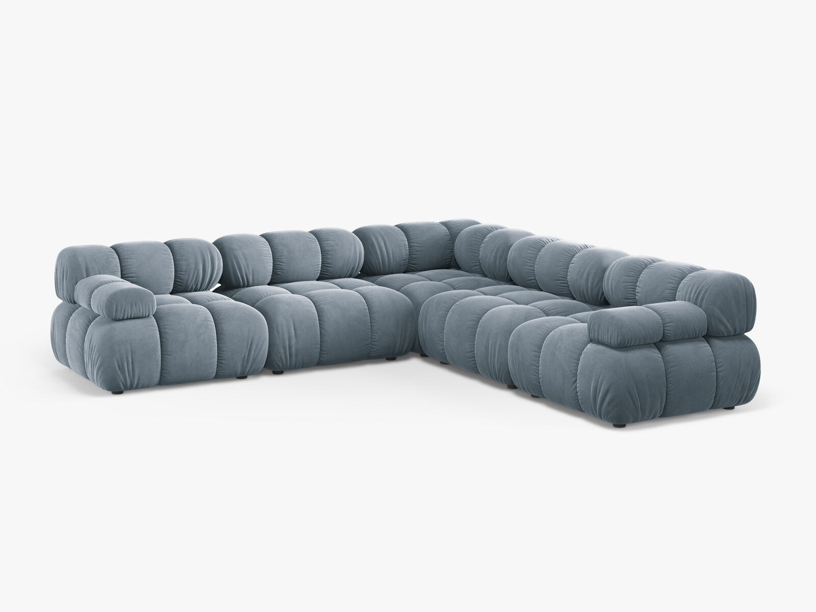 Micadoni Symmetrisches Ecksofa Bellis 5-Sitzer Samt Bluvel Hellblau