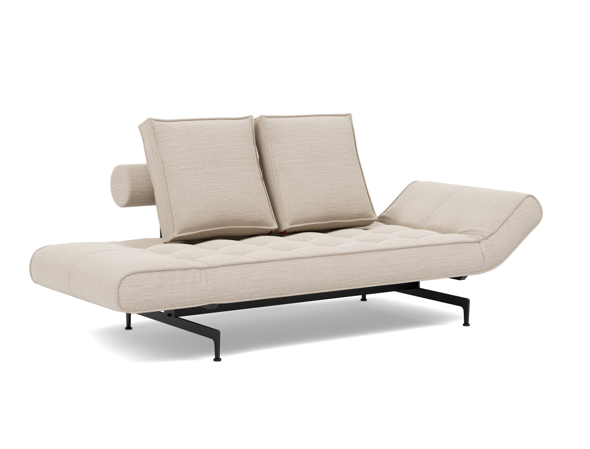 Tagesbett Ghia Webstoff Blida 612-Sand-Grey Beine Laser schwarz