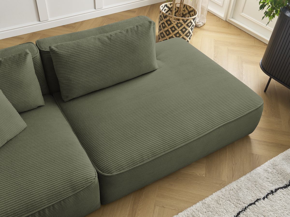 Bobochic Leopold Sofa 3-Sitzer Cordsamt Hellgrün Armlehne links