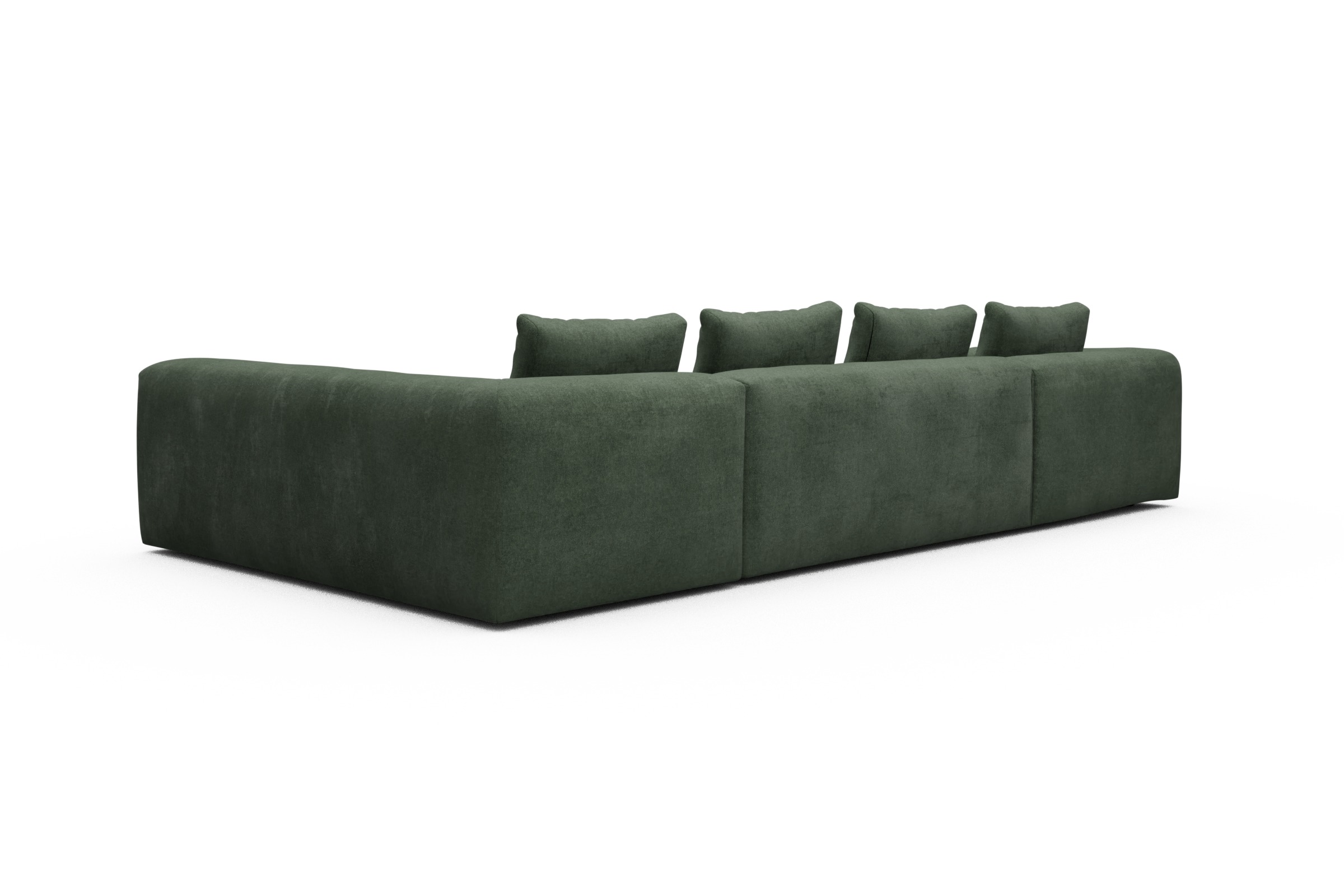 Wohnlandschaft Fred Chaiselongue links mit 2-Sitzer und lange Armlehne rechts Casone-Forest-Green