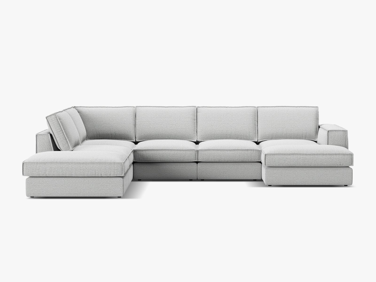 Micadoni modulares Panorama Ecksofa Pola 5-Sitzer Links Strukturierter Stoff Babel Hellgrau