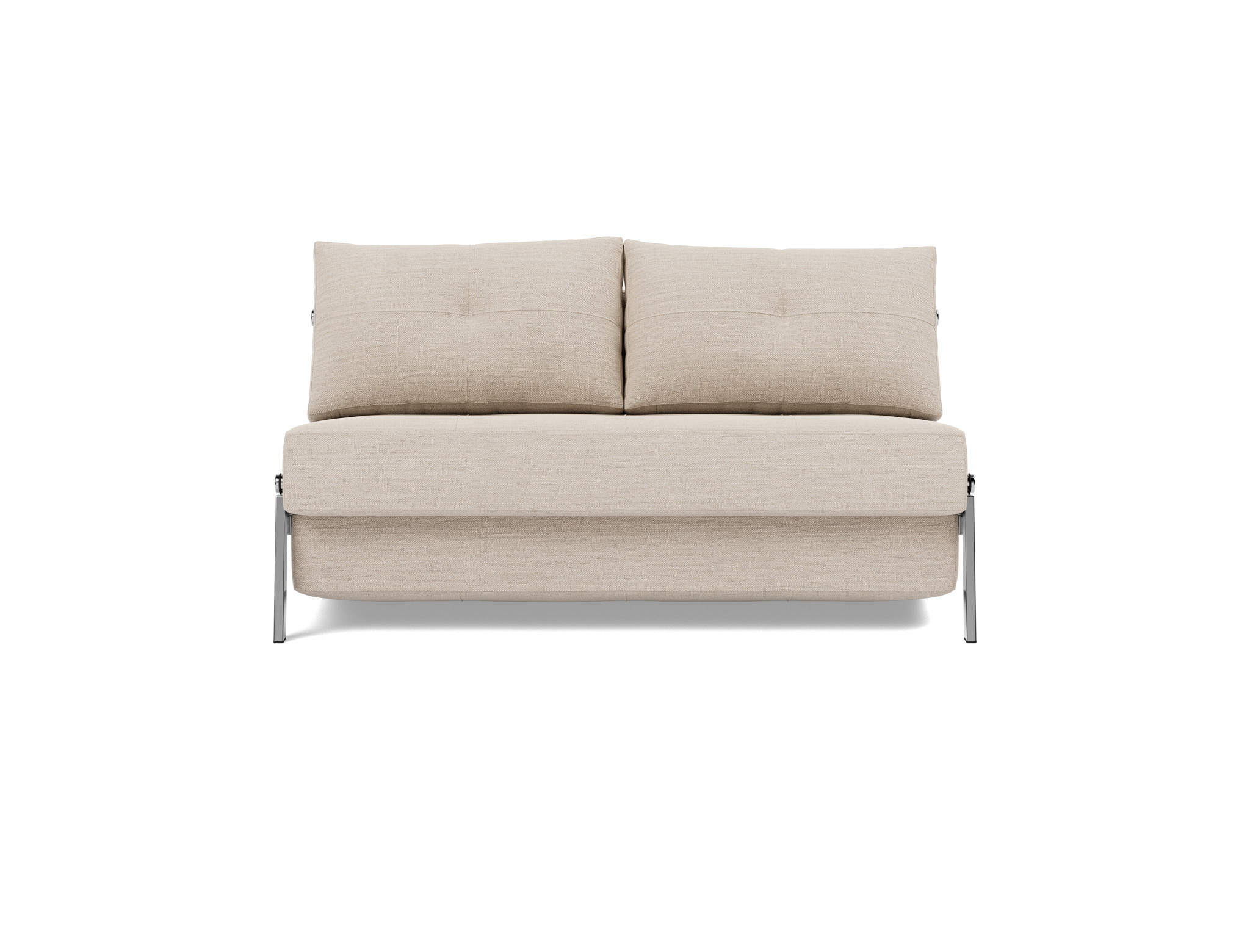 Schlafsofa Cubed 140 Webstoff Blida 612-Sand-Grey Beine Chrom