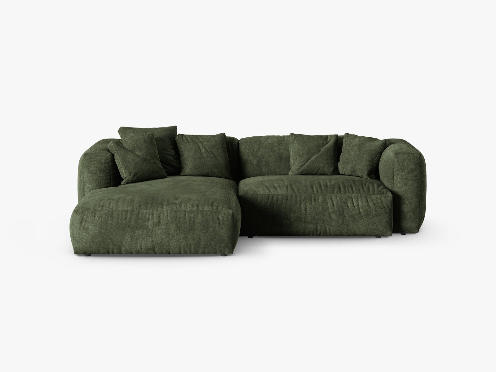 Micadoni Ecksofa Martina 2-Sitzer 90cm Sitztiefe Links Samt Vogue Grün