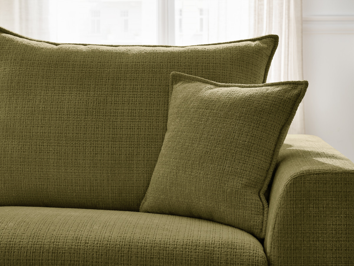 Bobochic Augustin Ecksofa mit Schlaffunktion und Bettkasten Strukturstoff Grün, Liegefläche 140 × 200 cm