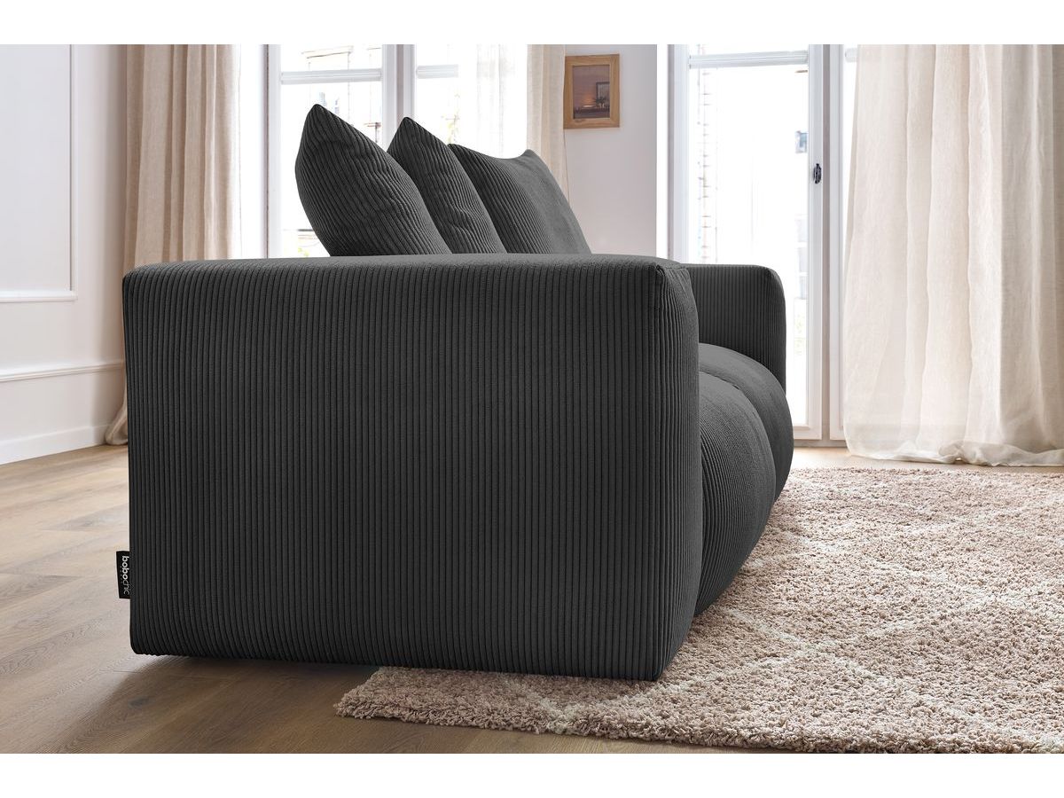 Bobochic Voltaire Sofa 3-Sitzer 248 × 100 cm Cordsamt Dunkelgrau