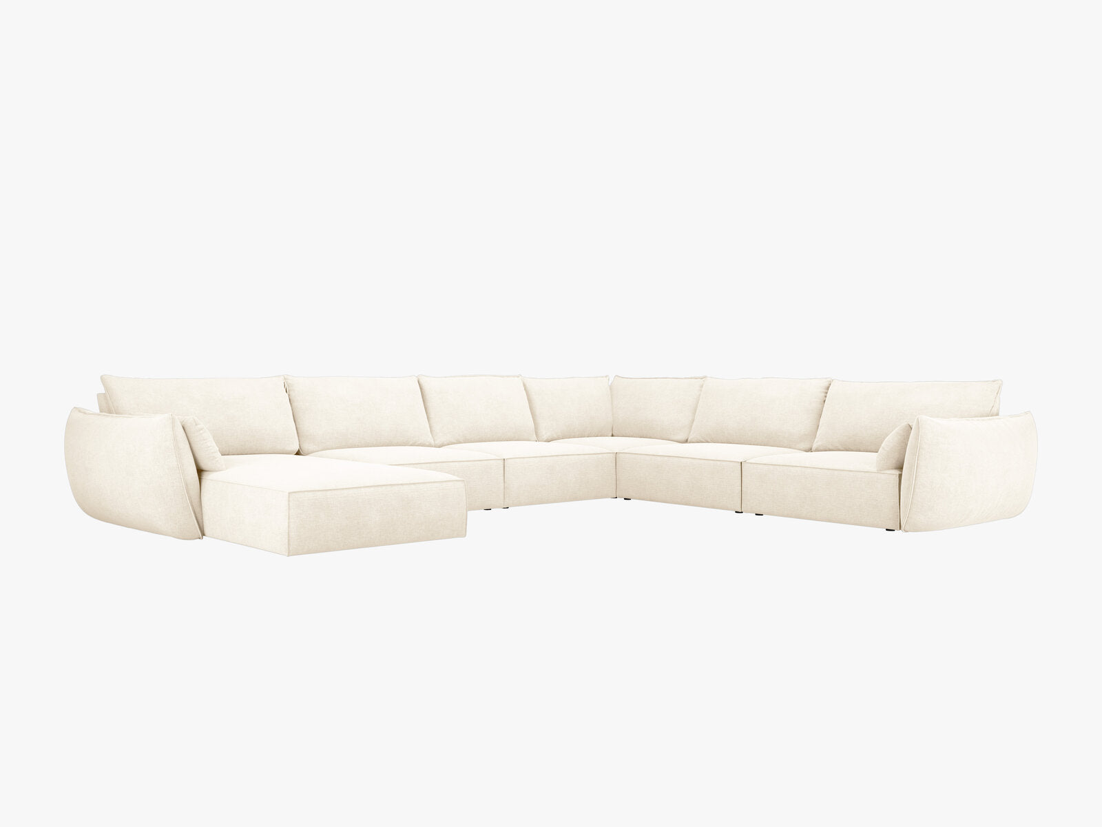 Micadoni Panorama-Ecksofa Kaelle 8-Sitzer Rechts Chenille Over The Horizon Helles Beige